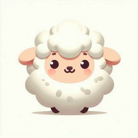 Cute cartoon sheep on a white background. Vector illustration in flat style.のイラスト素材