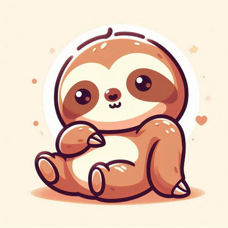 Cute cartoon sloth sitting on the floor. Vector illustration.のイラスト素材