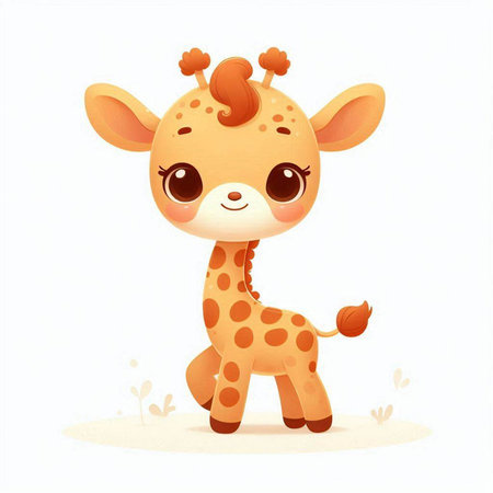 Cute baby giraffe. Vector illustration on a white background.のイラスト素材