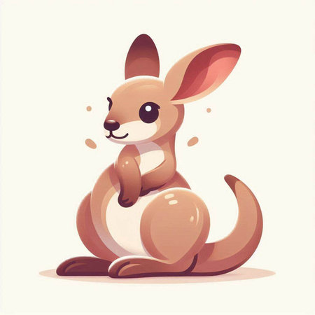 Kangaroo. Cute cartoon kangaroo. Vector illustration.のイラスト素材