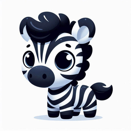 Cute cartoon zebra isolated on white background. Vector illustration.のイラスト素材
