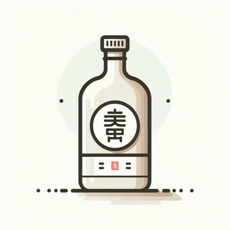 Vector illustration of a bottle of sesame oil. Line art style.のイラスト素材