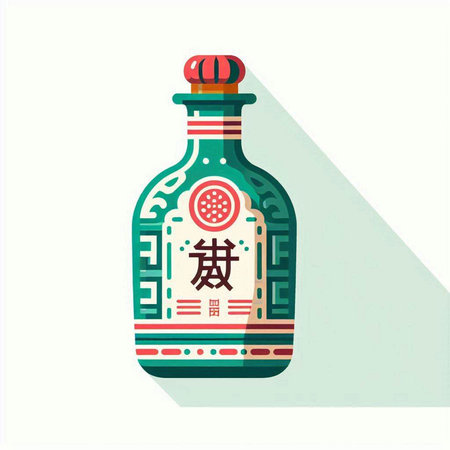 Bottle of chinese herbal medicine. Vector illustration in flat styleのイラスト素材