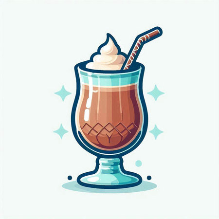 Coffee with whipped cream in a glass. Vector illustration.のイラスト素材