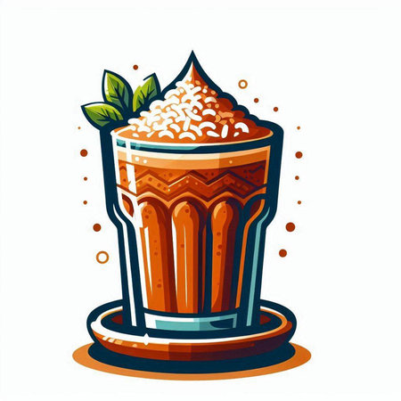 Illustration of a glass of coffee with foam. Vector illustration.のイラスト素材