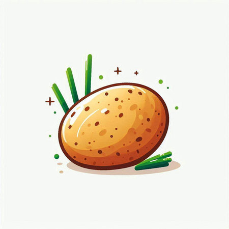 Potato vector illustration. Vector illustration of potato with green onion.のイラスト素材