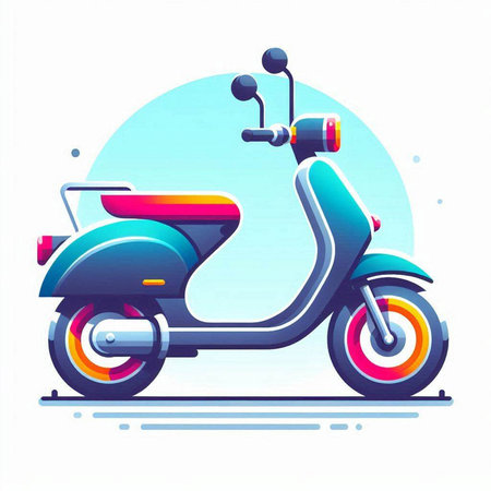 Retro scooter on blue background. Vector illustration. EPS 10のイラスト素材