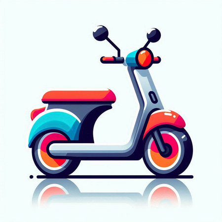 Modern scooter isolated on white background. Vector illustration in flat style.のイラスト素材