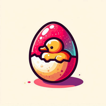 Easter egg with duckling. Vector illustration of cute cartoon character.のイラスト素材