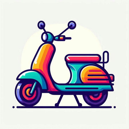Vintage scooter icon. Vector illustration in trendy flat style.のイラスト素材