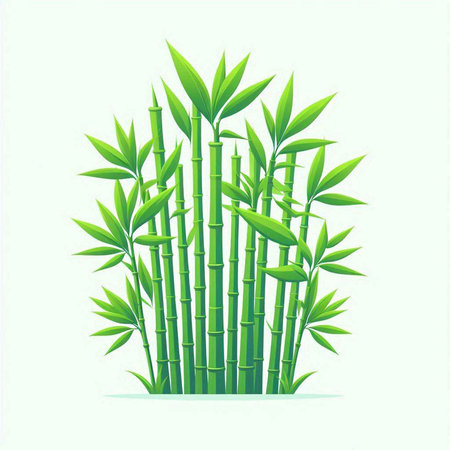 Bamboo leaves vector illustration. Vector illustration of green bamboo leaves.のイラスト素材