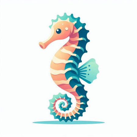 Colorful seahorse on a white background. Vector illustration.のイラスト素材