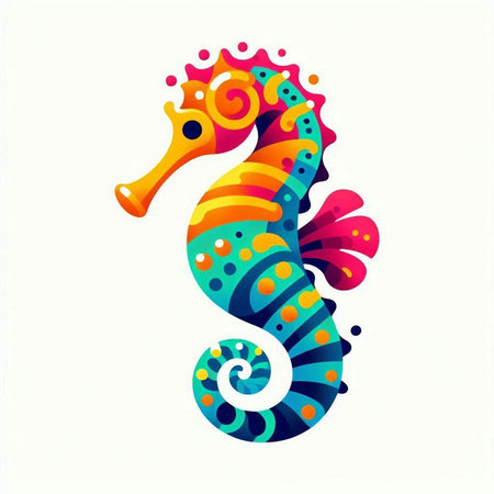 Seahorse. Colorful vector illustration on a white background.のイラスト素材