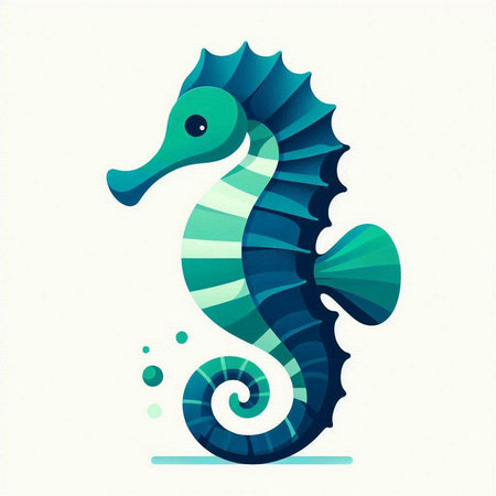 Sea horse. Vector illustration in flat style isolated on white background.のイラスト素材