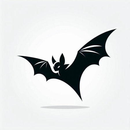 Bat icon. Black silhouette on a white background. Vector illustration.のイラスト素材