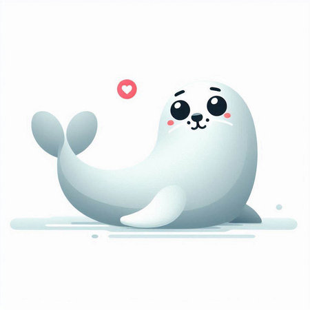 Cute cartoon seal. Vector illustration isolated on a white background.のイラスト素材