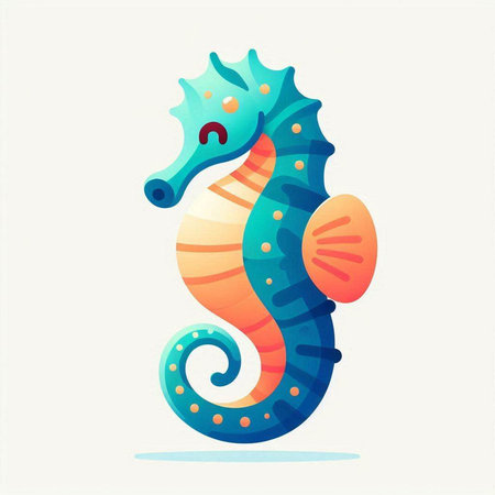 Sea horse icon. Vector illustration of sea horse in flat style.のイラスト素材