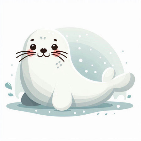 Cute seal on a white background. Vector illustration in cartoon style.のイラスト素材