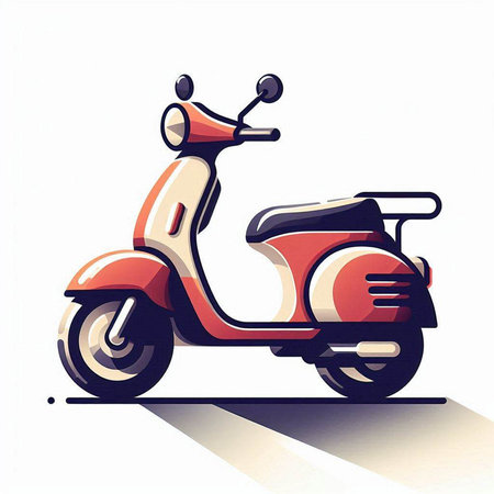 Vintage scooter isolated on a white background. Vector illustration.