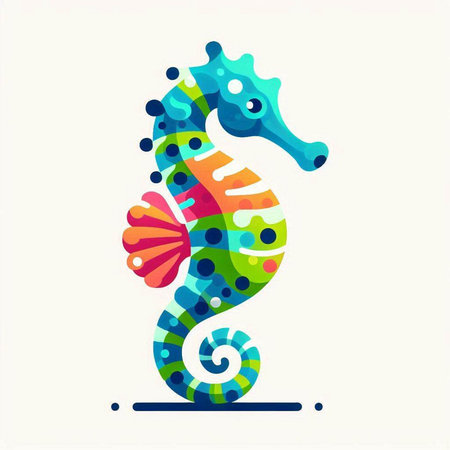 Colorful seahorse vector illustration. Abstract colorful sea horse symbol.のイラスト素材