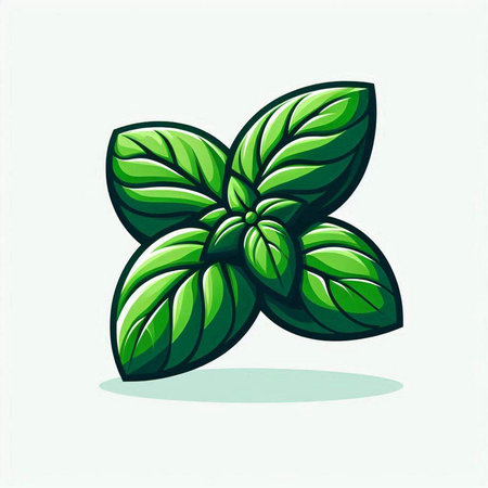 Illustration of fresh green basil leaves on a white background - vectorのイラスト素材
