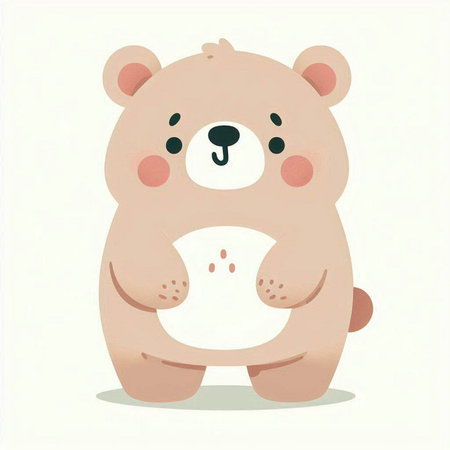 Cute cartoon bear with a bowl of milk. Vector illustration.のイラスト素材