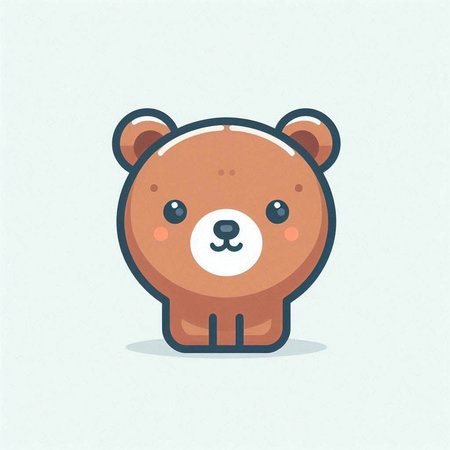 Cute cartoon bear. Vector illustration of a cute bear on a light background.のイラスト素材
