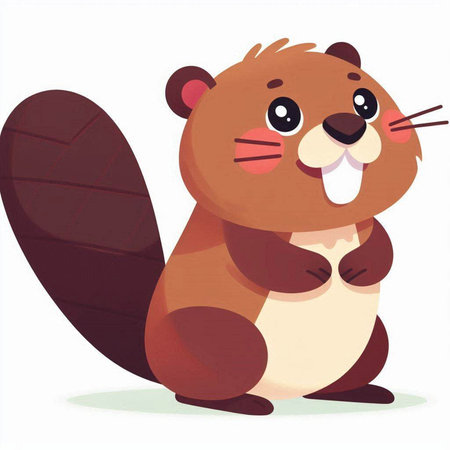 Cute cartoon beaver. Vector illustration isolated on white background.のイラスト素材