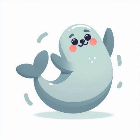 Cute cartoon seal. Vector illustration isolated on a white background.のイラスト素材