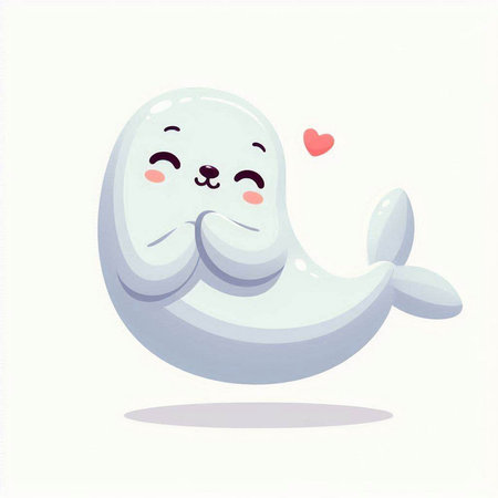 Cute cartoon seal. Vector illustration of a cute baby seal.のイラスト素材