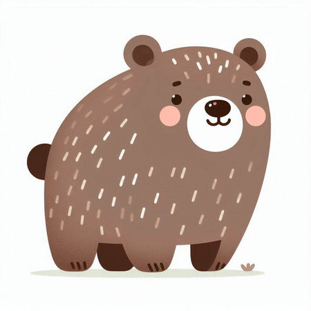Cute cartoon brown bear isolated on white background. Vector illustration.のイラスト素材