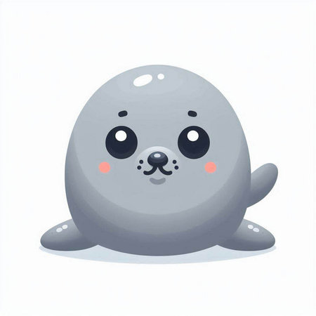 Cute baby seal. Vector illustration isolated on a white background.のイラスト素材