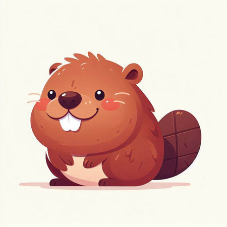 Cute cartoon beaver vector illustration. Cute beaver character.のイラスト素材