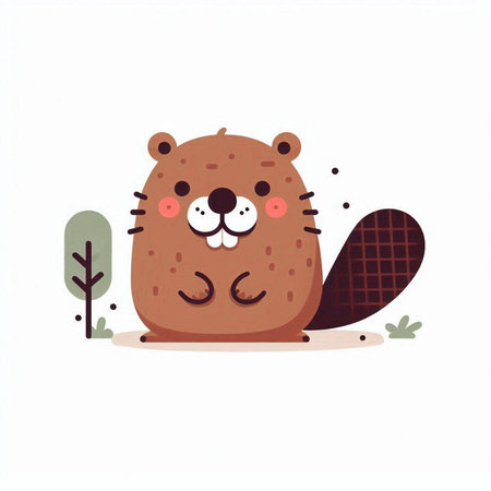 Cute beaver. Vector illustration of a cartoon beaver.のイラスト素材