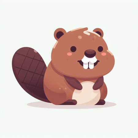 Cute cartoon beaver. Vector illustration in a flat style.のイラスト素材