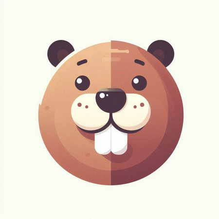 Illustration of a cute brown bear face on a white background.のイラスト素材