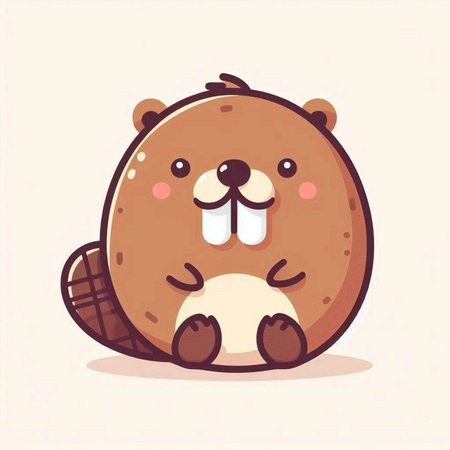 Cute cartoon beaver. Vector illustration in a flat style.のイラスト素材
