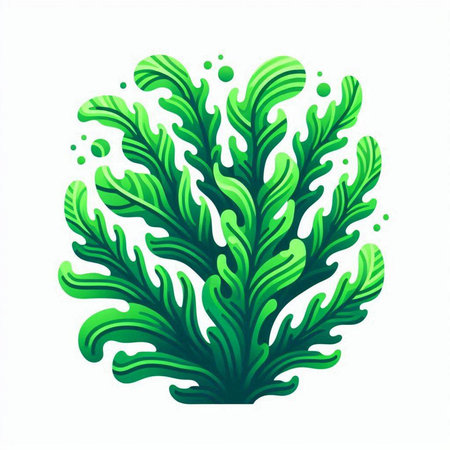 Illustration of a green seaweed isolated on a white background.のイラスト素材