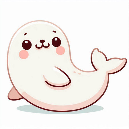 Cute cartoon white seal. Vector illustration isolated on white background.のイラスト素材