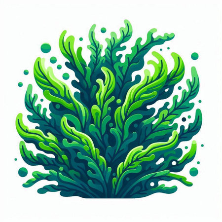 Green seaweed isolated on white background. Vector illustration. Eps 10のイラスト素材