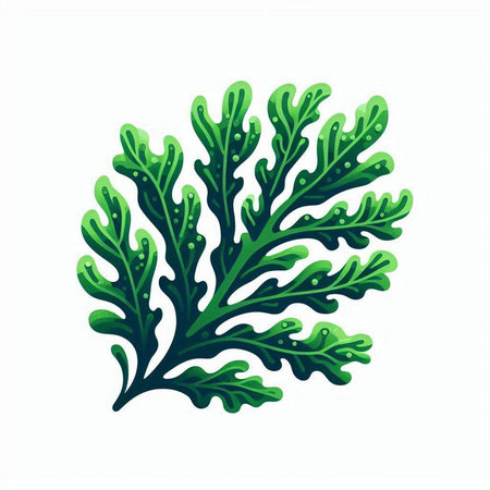 Illustration of green seaweed isolated on white background. Vector illustration.のイラスト素材
