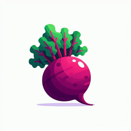 Beetroot with green leaves. Vegetarian food. Vector illustration.のイラスト素材
