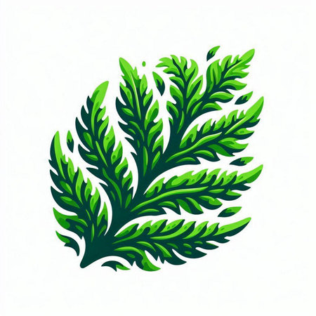 Illustration of a green seaweed isolated on a white background.のイラスト素材