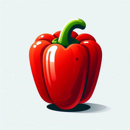 Illustration of a red bell pepper on a white background with shadowのイラスト素材