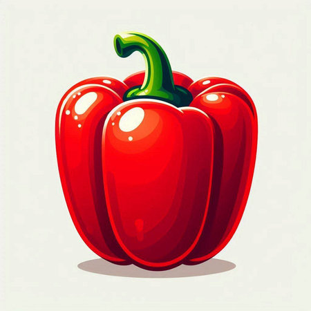 Illustration of a red bell pepper on a white background, vector illustrationのイラスト素材