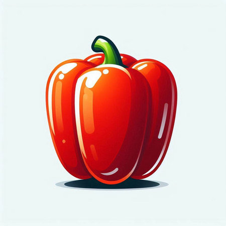 Illustration of a red bell pepper on a white background, vector illustrationのイラスト素材