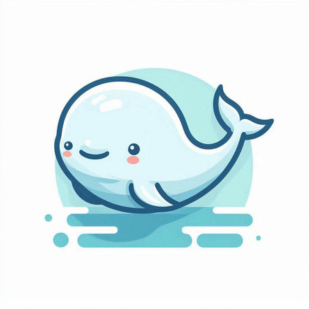 Cute cartoon whale. Vector illustration isolated on a white background.のイラスト素材