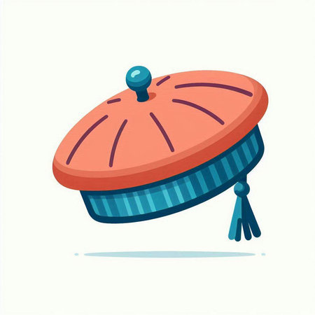 Illustration of a hat with a pompom on a white backgroundのイラスト素材