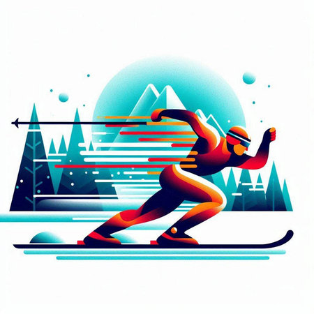 snowboarder in the mountains, vector illustration, epsのイラスト素材