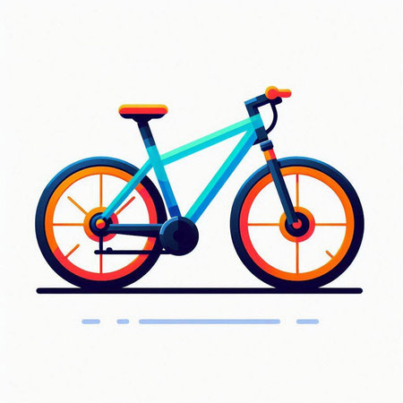 Bicycle isolated on white background. Colorful vector illustration in flat style.のイラスト素材